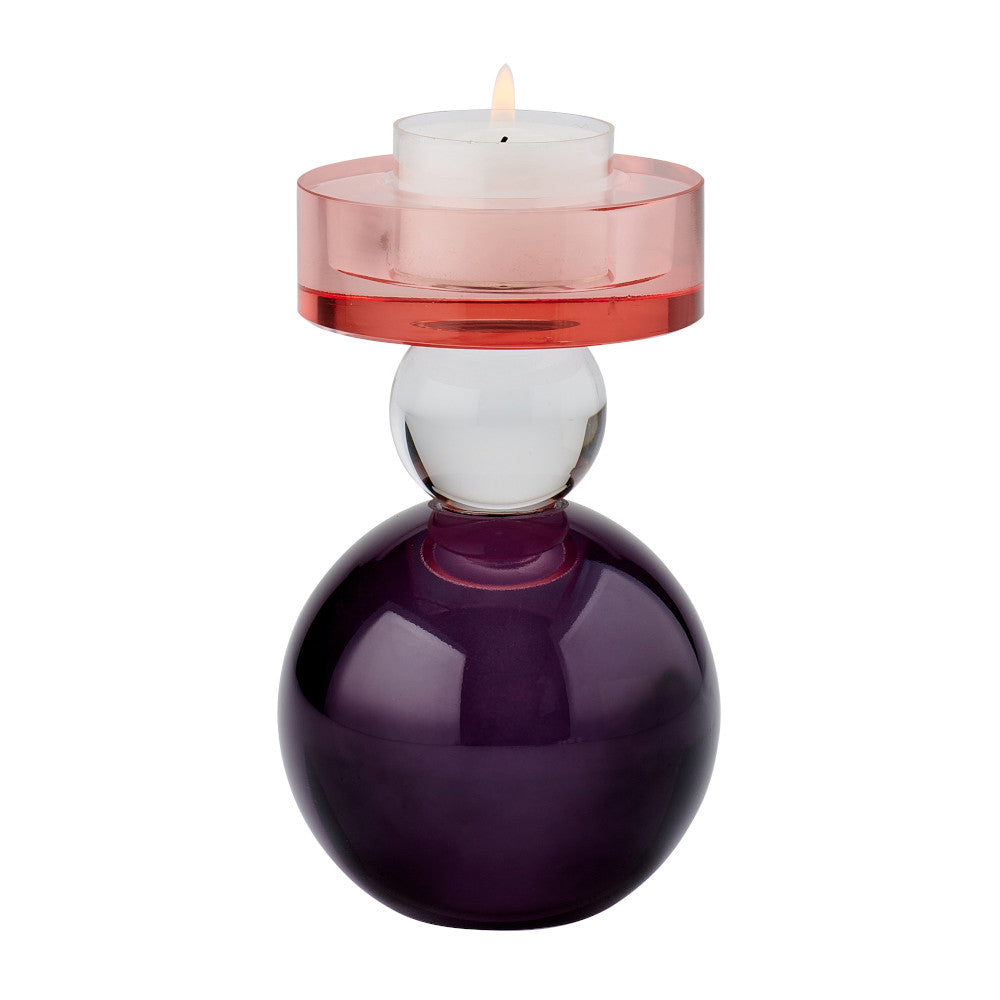 Kerzenhalter SARI in rot, transparent, lila