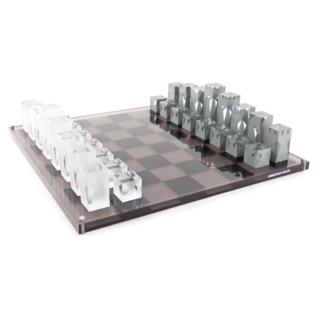 Schachspiel aus Acryl von Jonathan Adler in modernem Design.