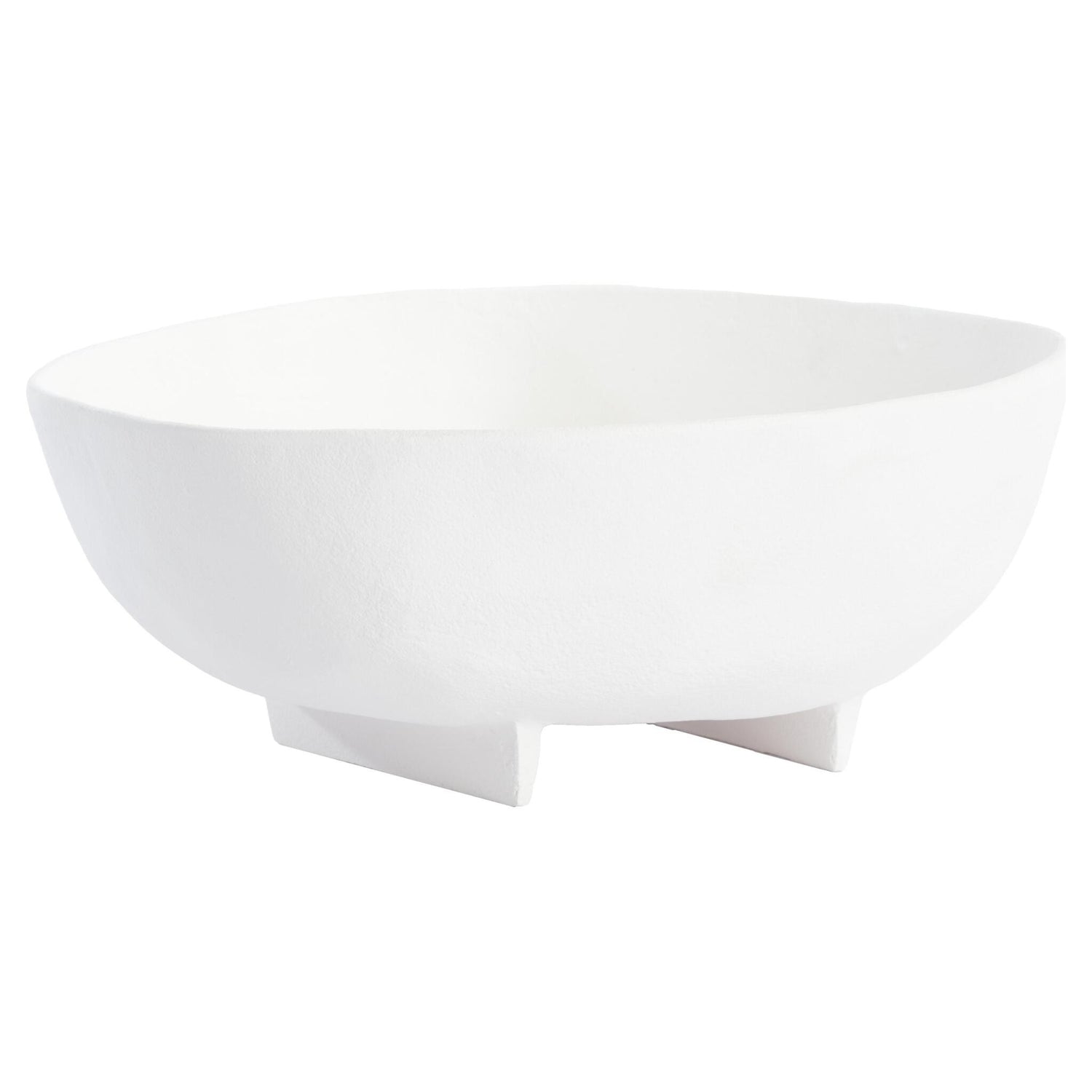 Schale auf Fuß aus Metall in Creme mit runder Form