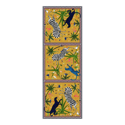 Seidenschal, ocker-gelb, mit Dschungel-Motiv