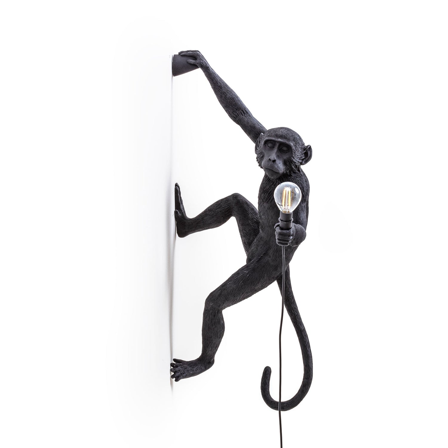 Seletti Monkey Lamp Hanging Version Right 02 – schwarze Hängelampe in Affenform
