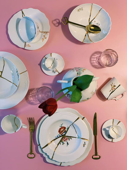 Design Suppenteller Kintsugi aus hochwertigem Porzellan