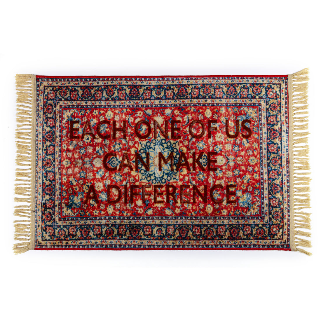 Seletti BURNT CARPET DIFFERENCE Teppich mit Zitat „EACH ONE OF US CAN MAKE A DIFFERENCE“
