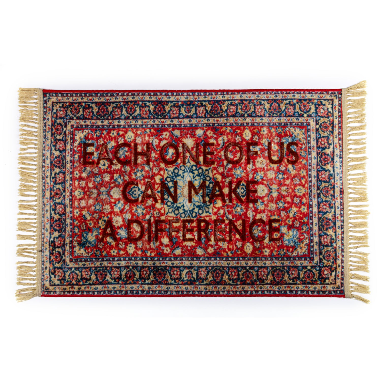 Seletti BURNT CARPET DIFFERENCE Teppich mit Zitat „EACH ONE OF US CAN MAKE A DIFFERENCE“