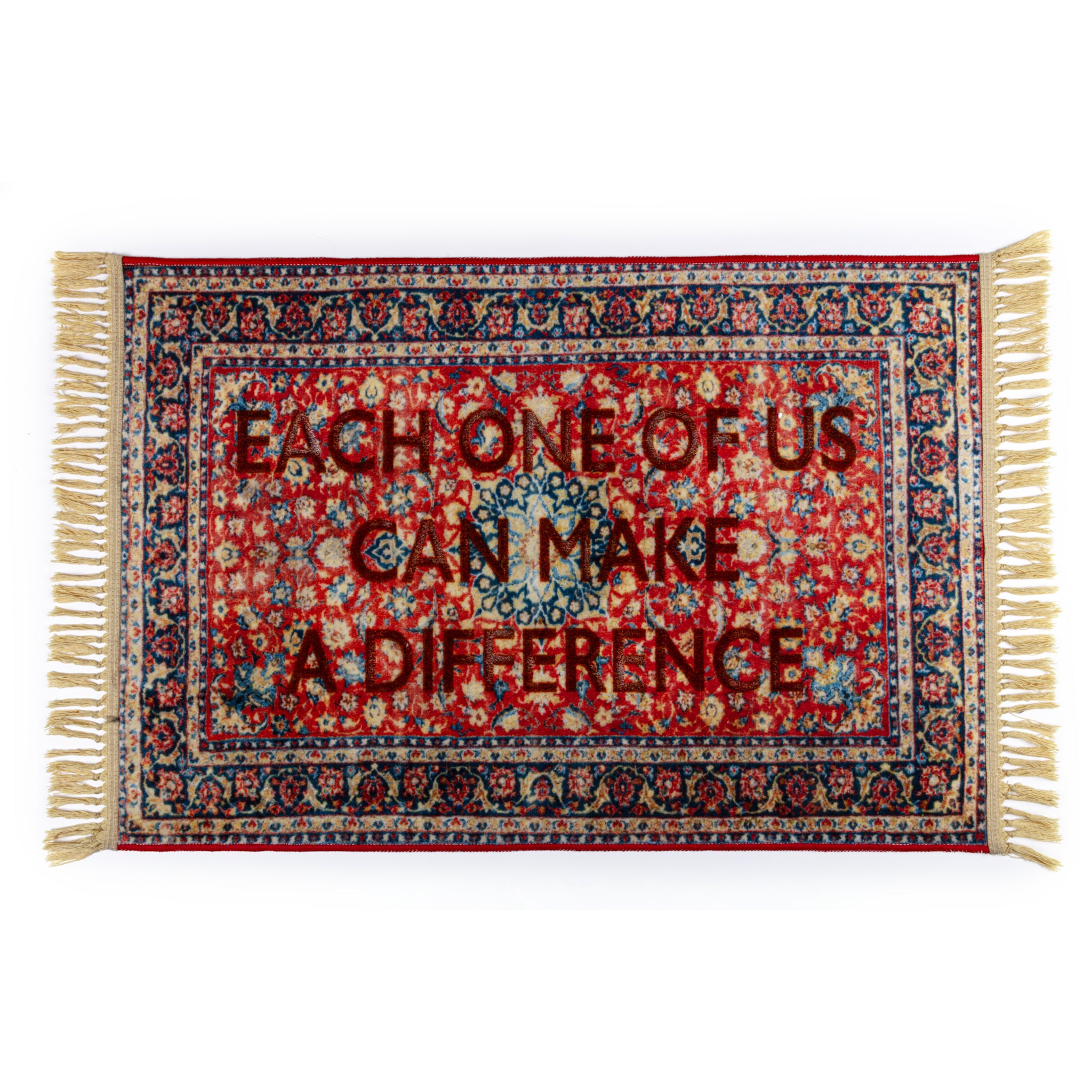 Seletti BURNT CARPET DIFFERENCE Teppich mit Zitat „EACH ONE OF US CAN MAKE A DIFFERENCE“