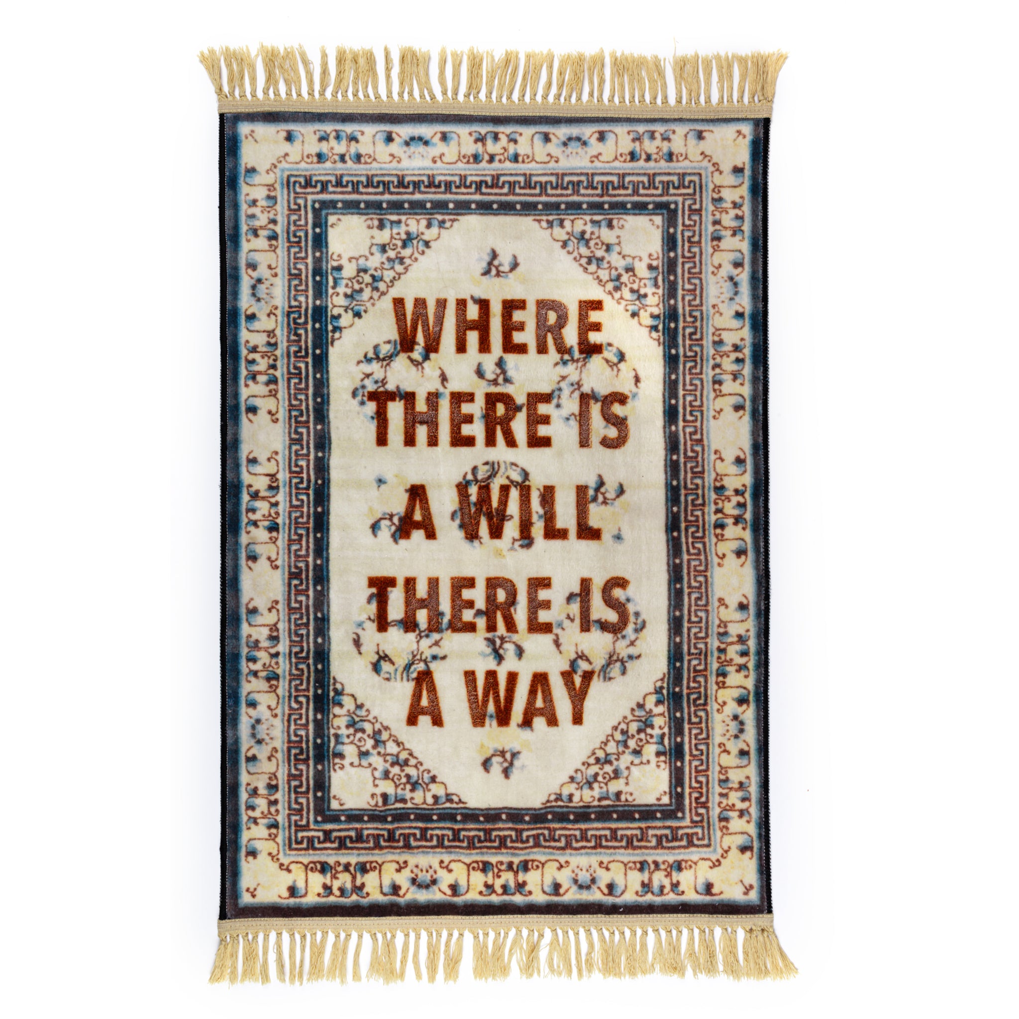 Seletti BURNT CARPET THE WAY Teppich mit Schriftzug „WHERE THERE IS A WILL THERE IS A WAY“