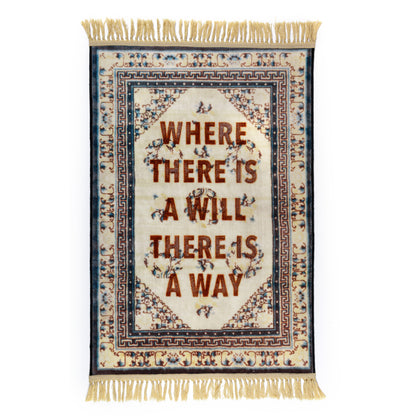 Seletti BURNT CARPET THE WAY Teppich mit Schriftzug „WHERE THERE IS A WILL THERE IS A WAY“