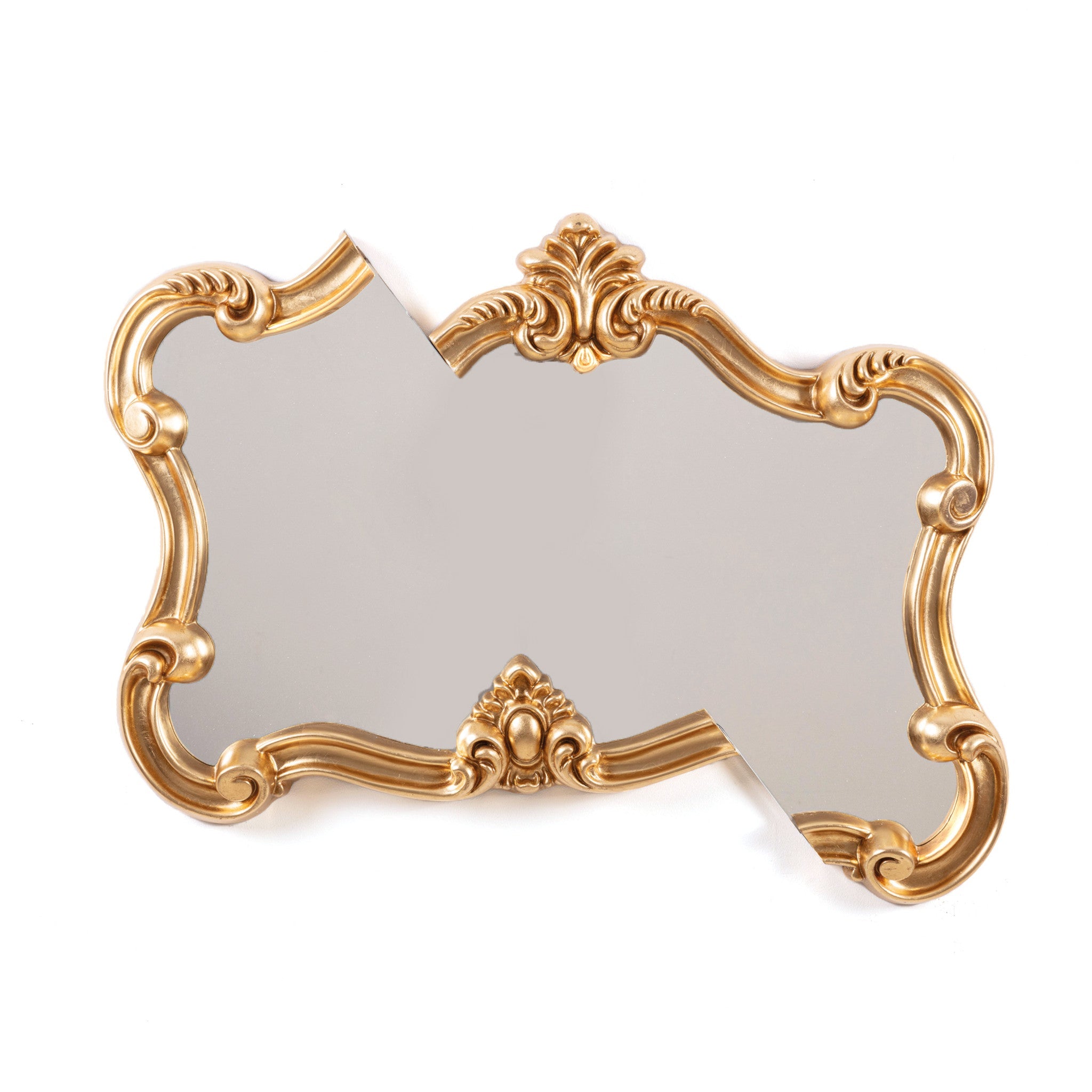 Designer-Spiegel mit asymmetrischem Rahmen in Gold
