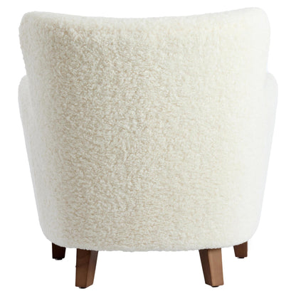 Gemütlicher Lounge-Sessel mit flauschigem Stoff in Cremeweiß