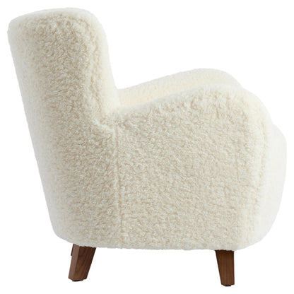 Armlehnstuhl mit Furry-Polsterung und massivem Holzgestell