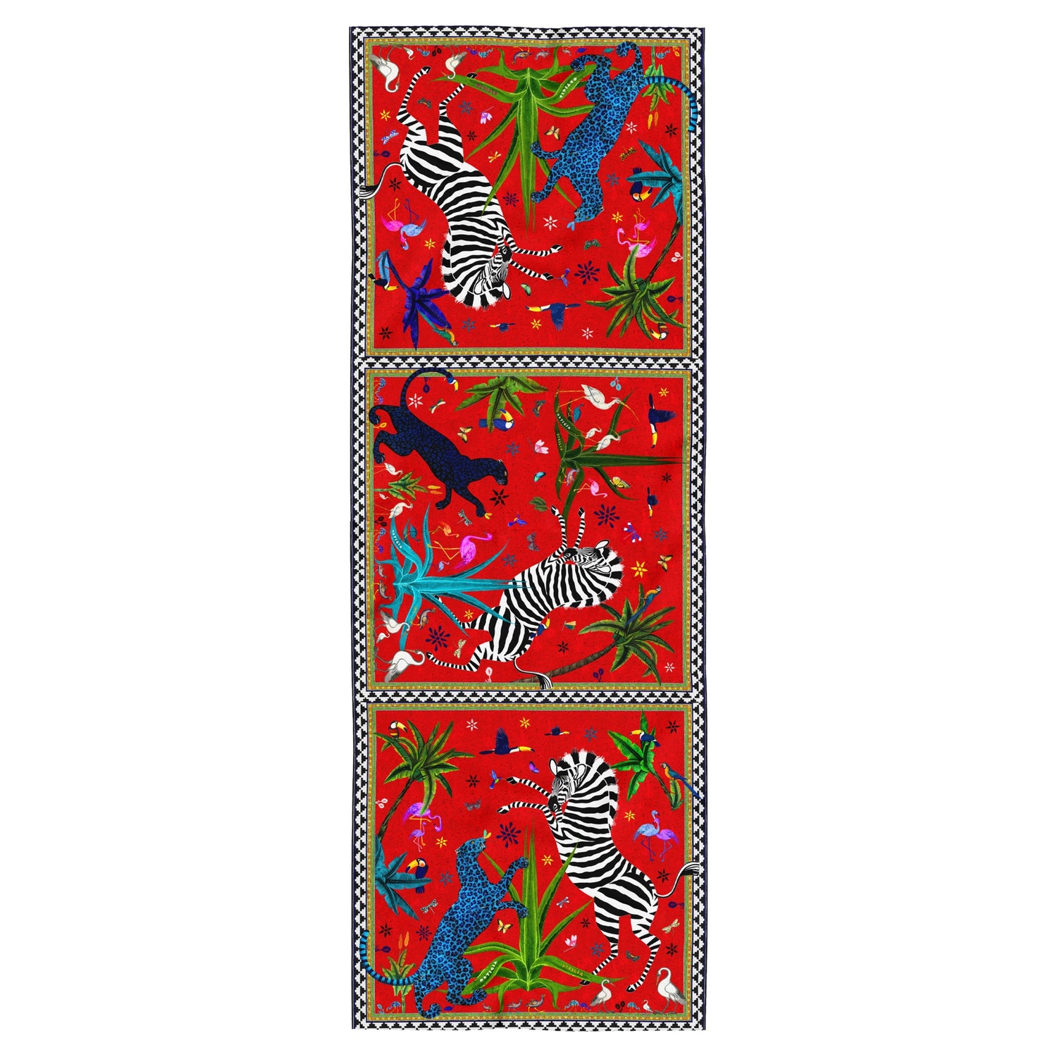 Ocelot Seidenschal Jungle Red 200x70 luxuriöses Accessoire