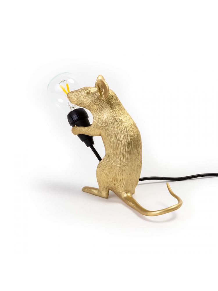 Tischlampe MOUSE sitzend gold