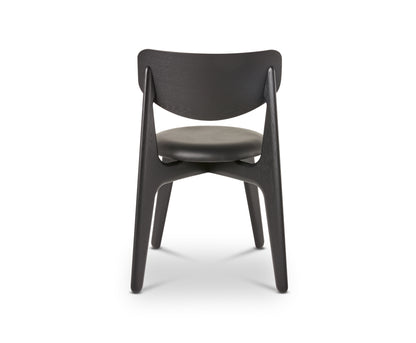 Slab Dining Chair – Black Brushed Oak &amp; Black Leather