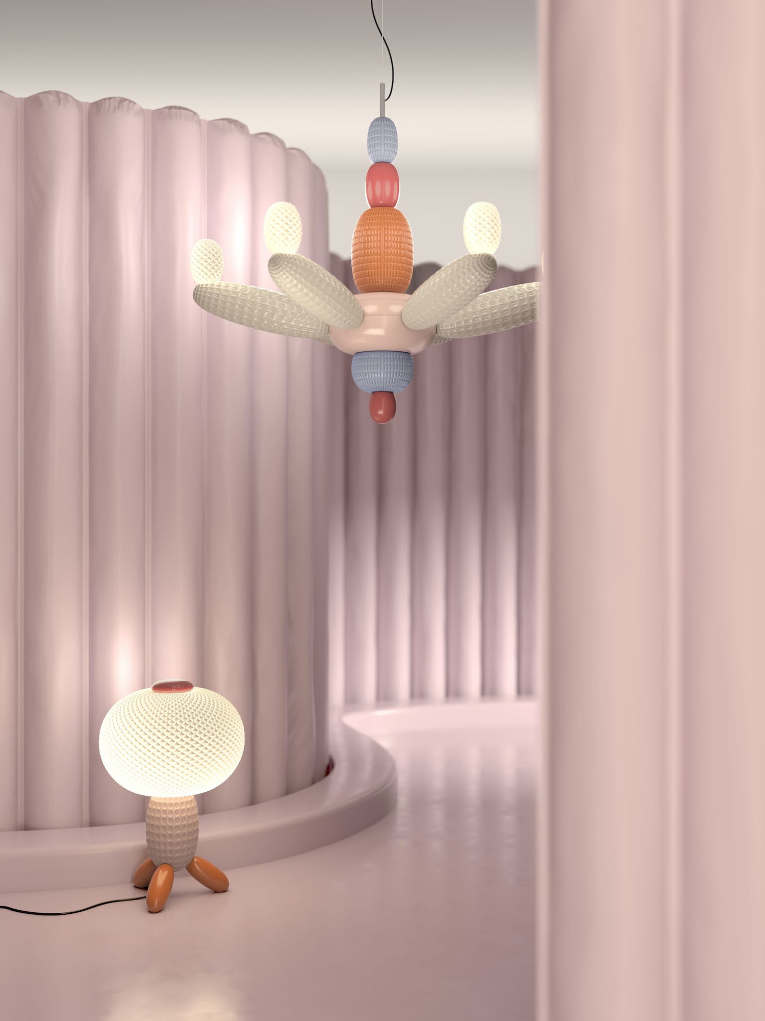 Hängeleuchte und Tischleuchte Soft Blown Chandelier – Pink Ø96 x H80 cm – Lladró