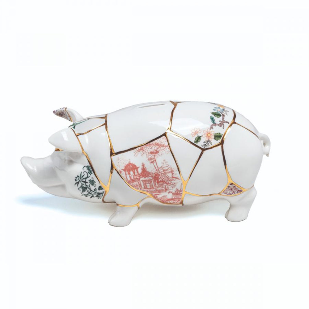 Spardose KINTSUGI PIGGY weiß, gold der Marke Seletti
