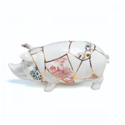 Spardose KINTSUGI PIGGY weiß, gold der Marke Seletti