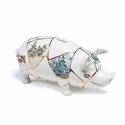 Spardose KINTSUGI PIGGY weiß, gold der Marke Seletti