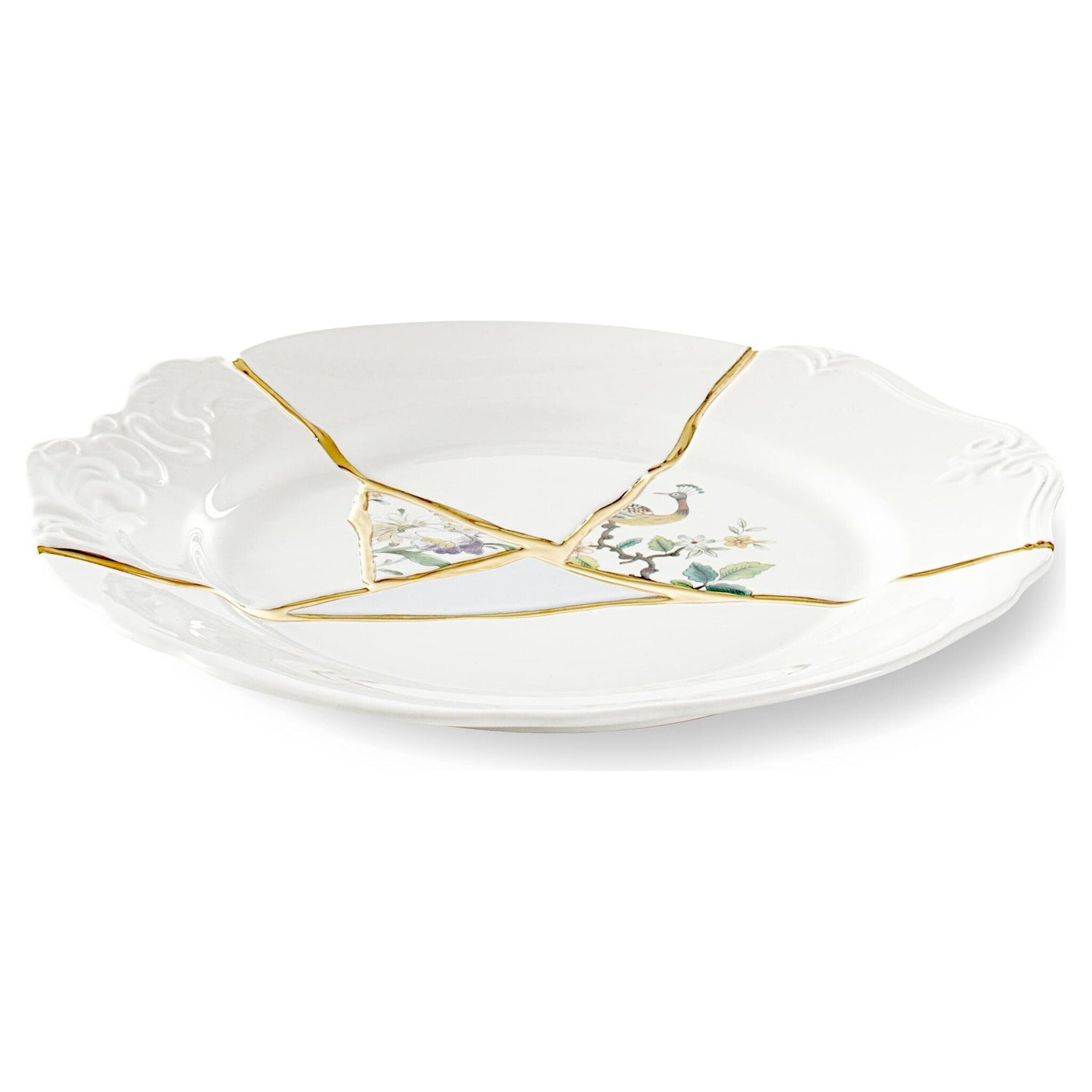 Speiseteller aus Porzellan und Gold für Hauptspeisen