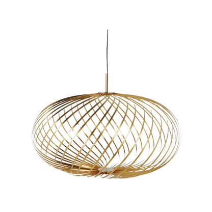 Spring Small Expandable Pendelleuchte von Tom Dixon aus poliertem Messing, kompakte Form mit flexibler Edelstahlstruktur und LED Licht