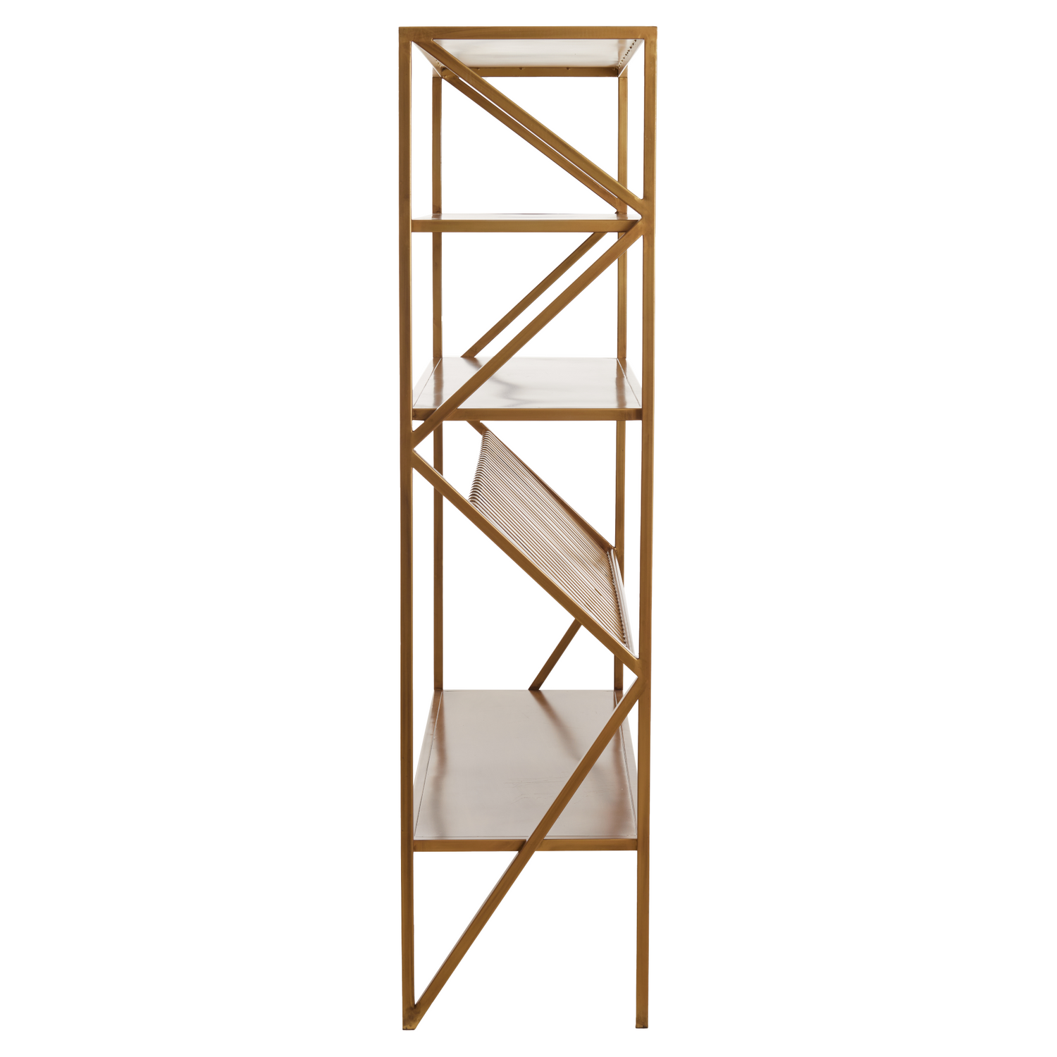 Eisenregal "Ezra" in Bronzefinish, ideal für Bücher und Deko.
