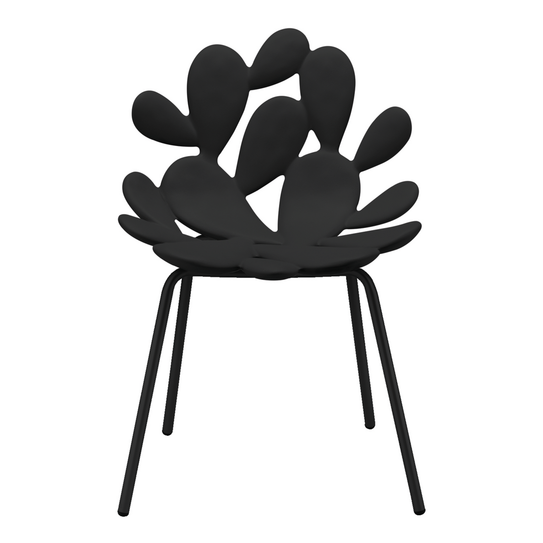 Schwarze FILICUDI-Stühle im 2er-Set mit kaktusförmiger Lehne