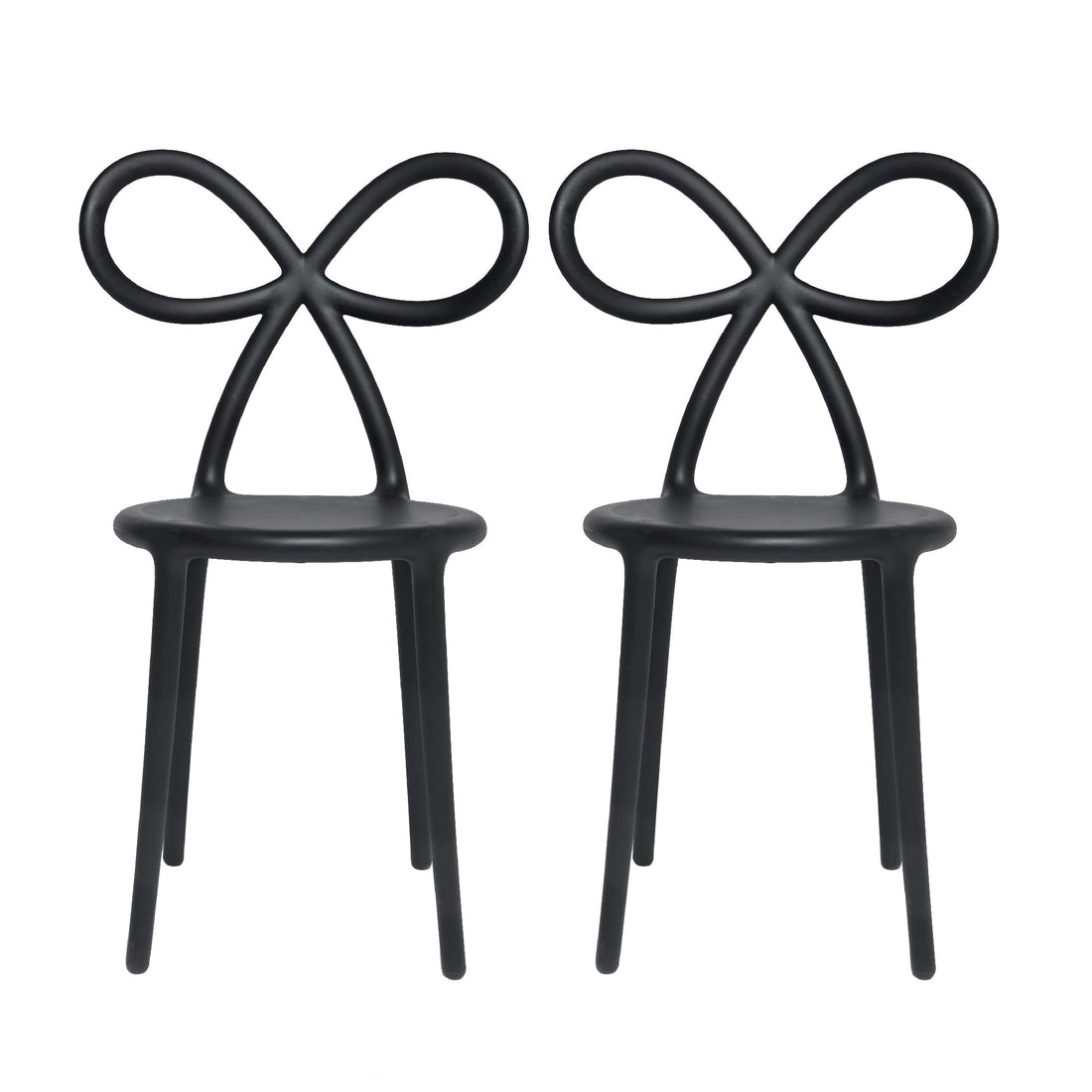 Stuhl RIBBON im 2er Set in Schwarz von Qeeboo