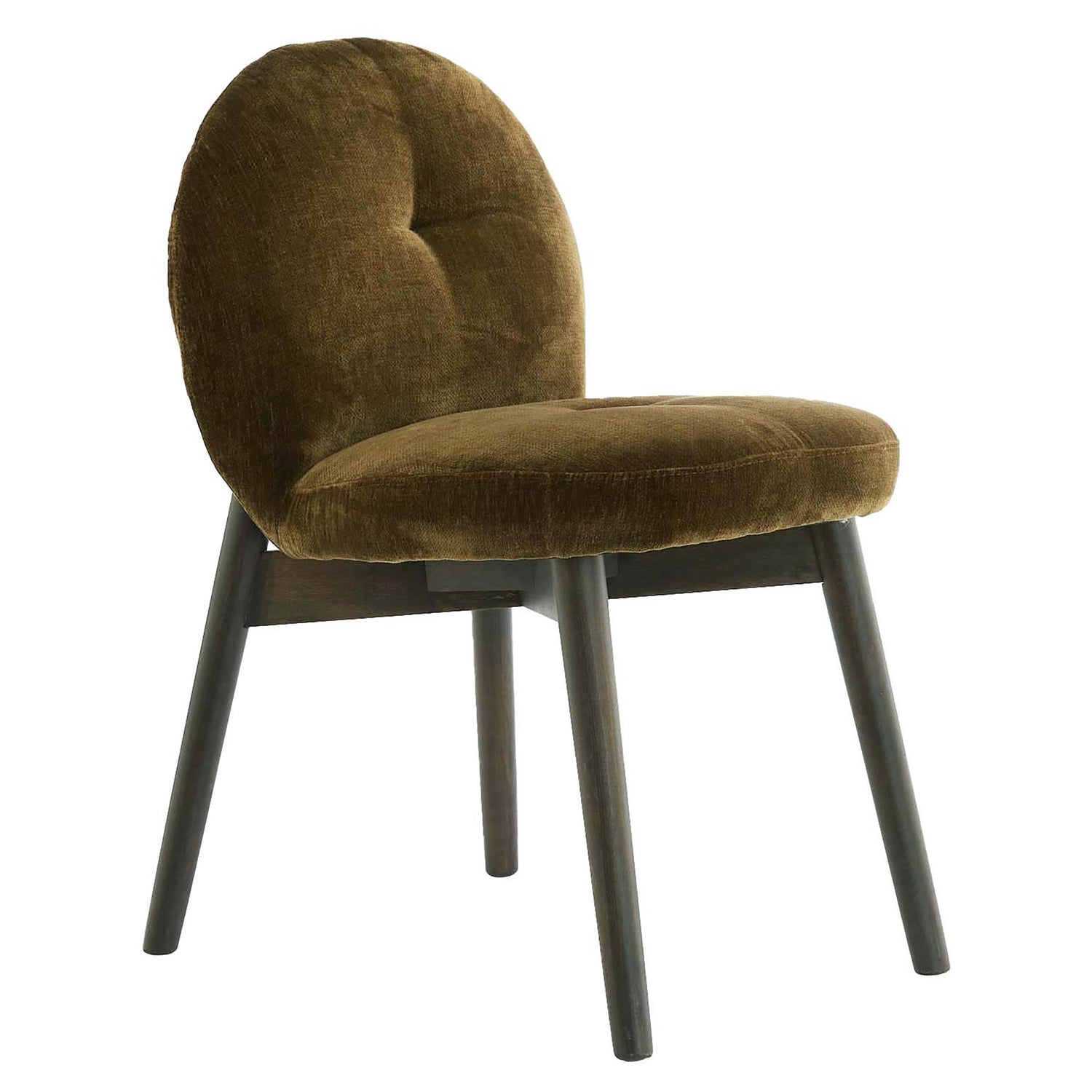 Esszimmerstuhl SINOSA mit Samtbezug in Olivgrün und Holzbeinen