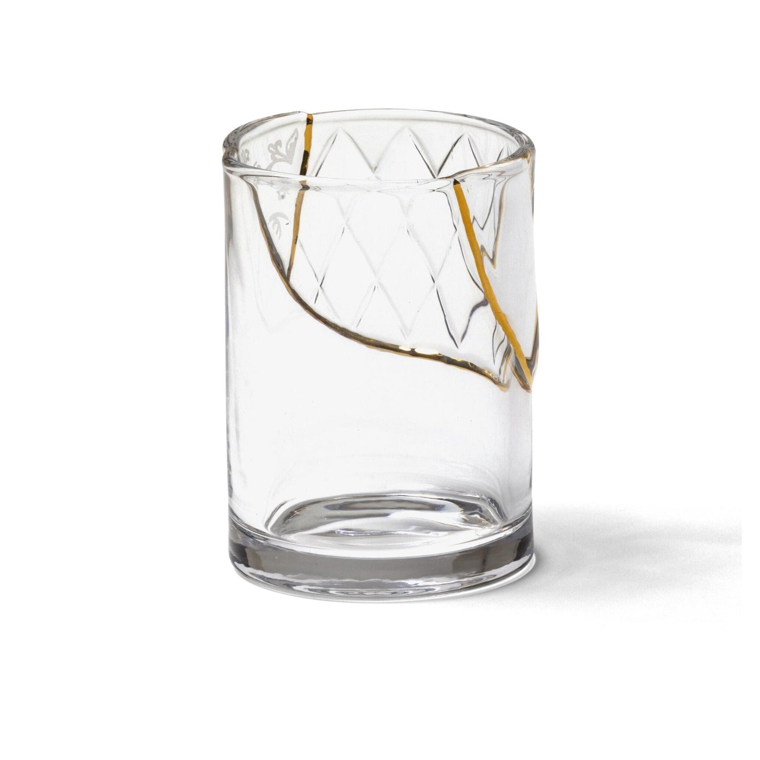 Kintsugi Glass mit goldener Verzierung für stilvolle Tischdekoration