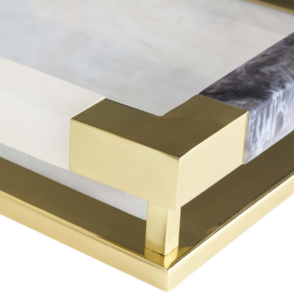Hochwertiges Serviertablett aus Acryl und Messing von Jonathan Adler
