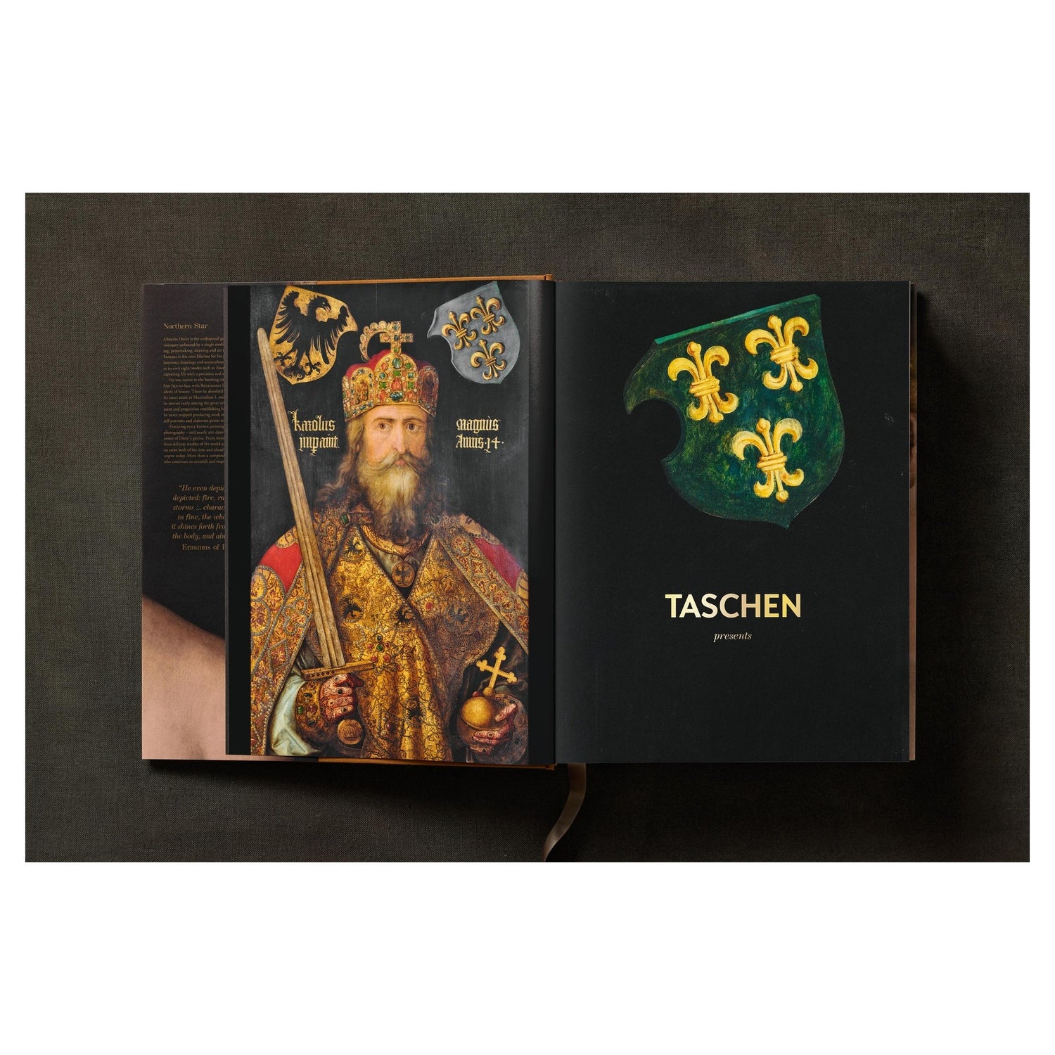 Großformatiger Bildband mit klassischem Renaissanceporträt.