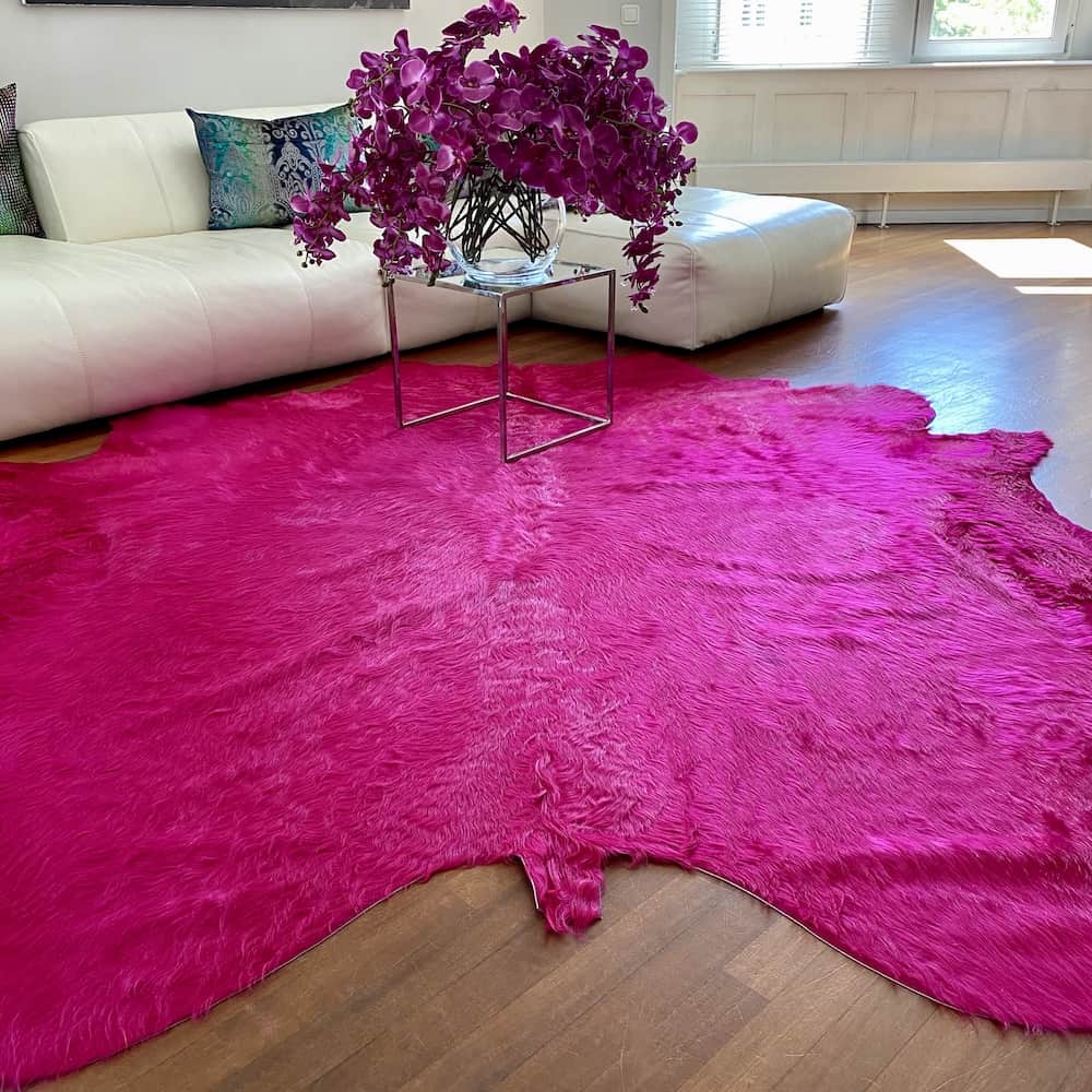 Kuhfell Teppich fuchsia-pink