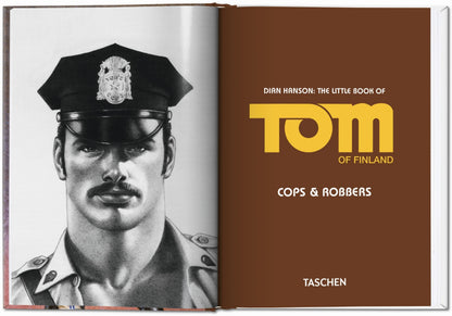 Cover des Buches The Little Book of Tom Cops &amp; Robbers von Tom of Finland mit ikonischer Uniformästhetik