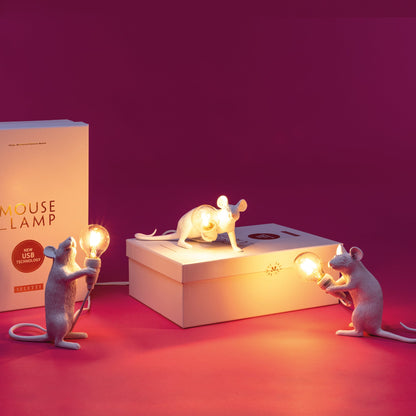 Tischlampe MOUSE LOP weiß von Seletti – ikonisches Design mit spielerischem Charme