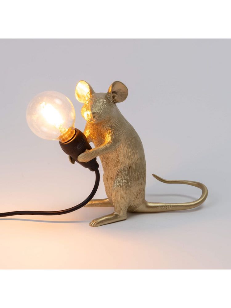 Tischlampe MOUSE sitzend gold