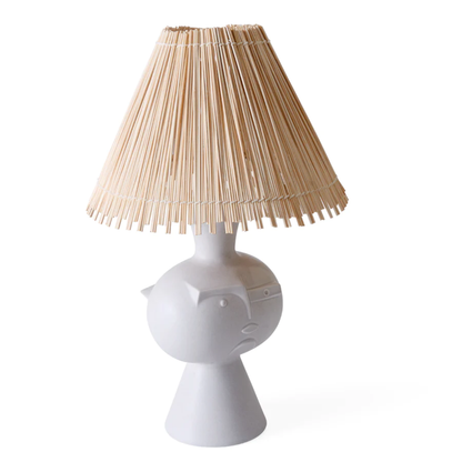 Tischleuchte METROPOLIS, weiß/Rattan von Jonathan Adler
