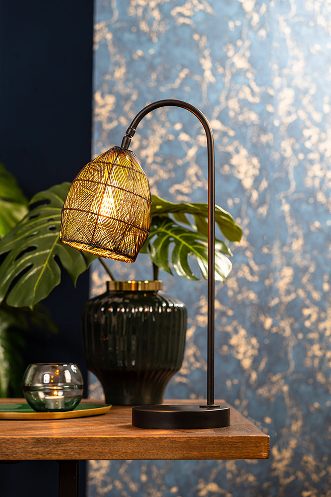 Tischleuchte MEYA in matt schwarz und gold der Marke Light &amp;amp; Living
