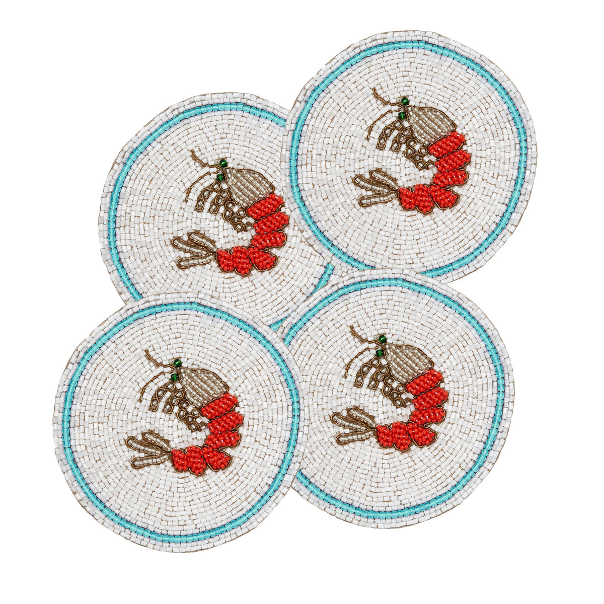 Untersetzer "Shrimp" – handbestickt im 4er-Set von Joanna Buchanan
