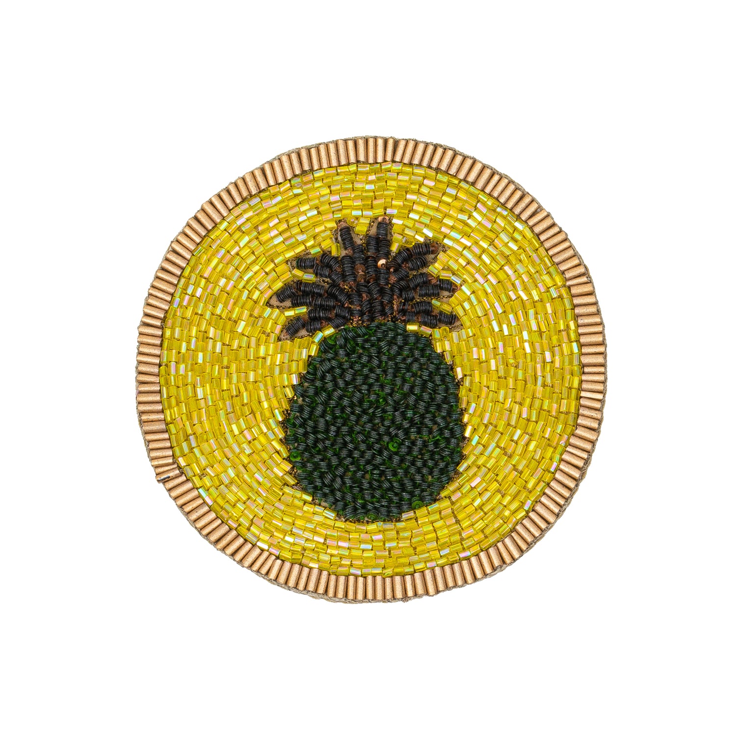 Untersetzer "Pineapple" – handbestickt mit Glasperlen von Joanna Buchanan