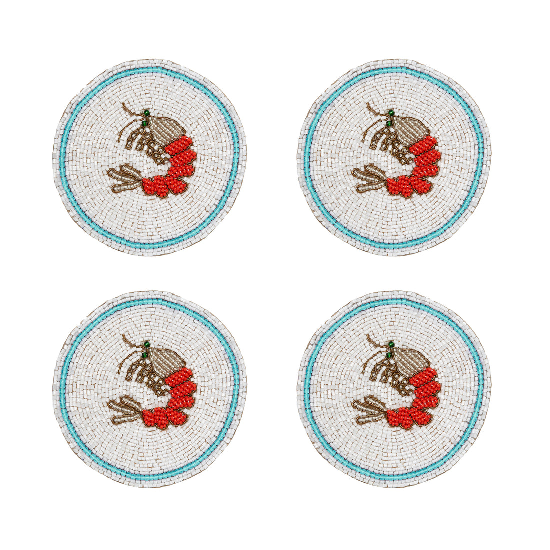 Untersetzer "Shrimp" – handbestickt im 4er-Set von Joanna Buchanan