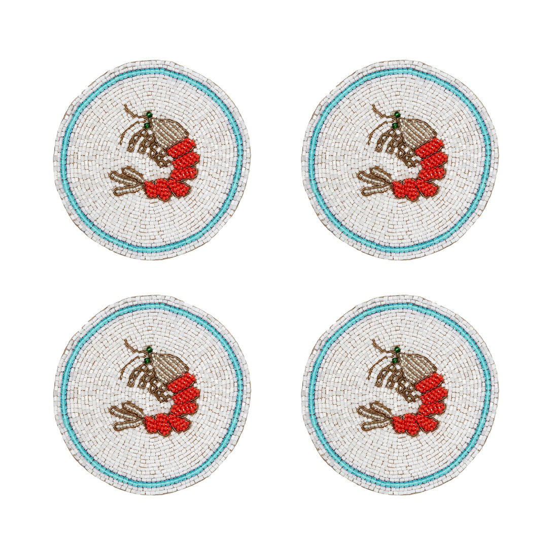 Untersetzer "Shrimp" – handbestickt im 4er-Set von Joanna Buchanan