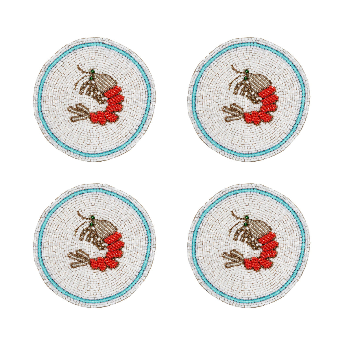 Untersetzer "Shrimp" – handbestickt im 4er-Set von Joanna Buchanan