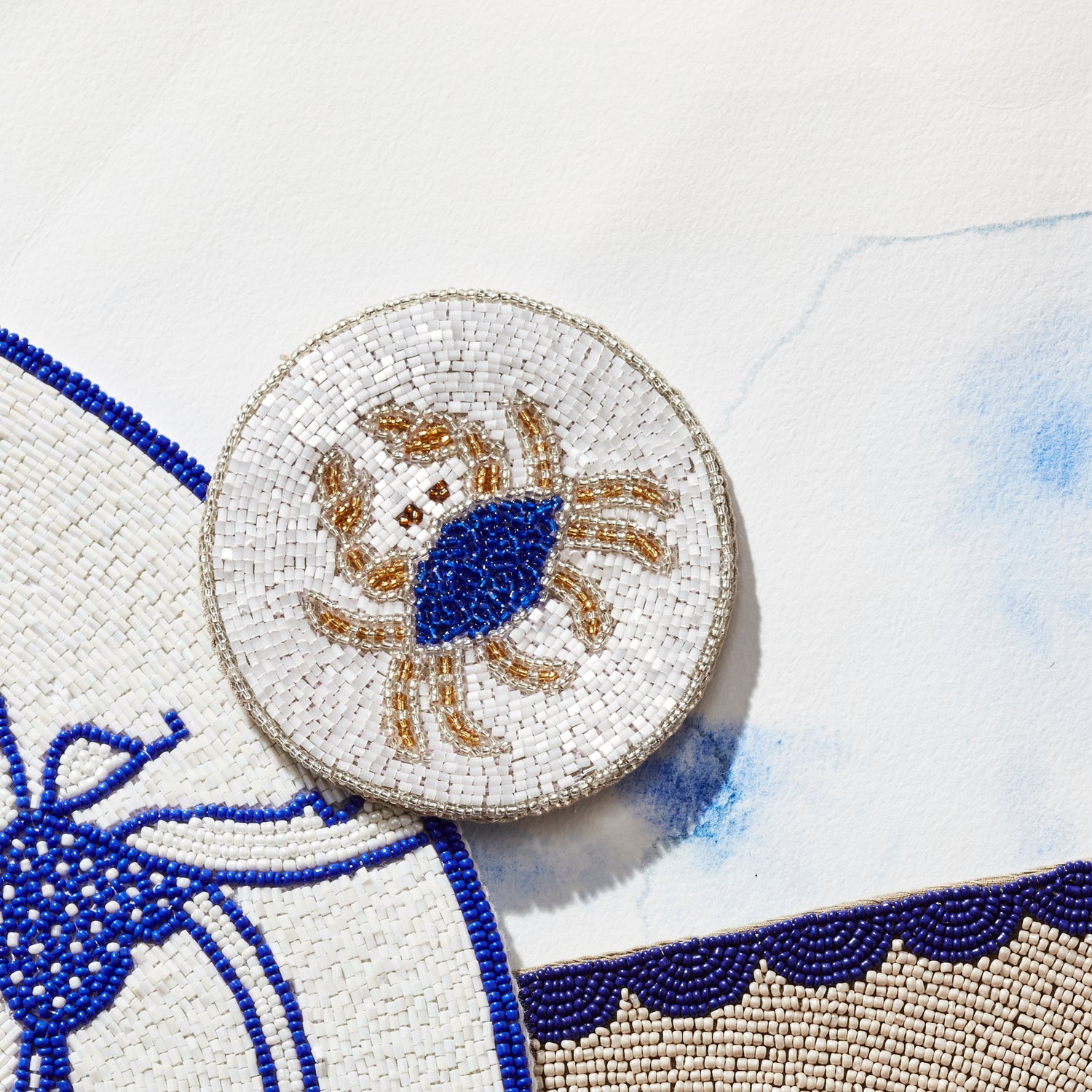 Untersetzer Krabbe handbestickt mit Glasperlen