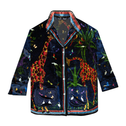Samt Shirt GIRAFFE BLU NOTTE der Marke Ortigia Sicilia