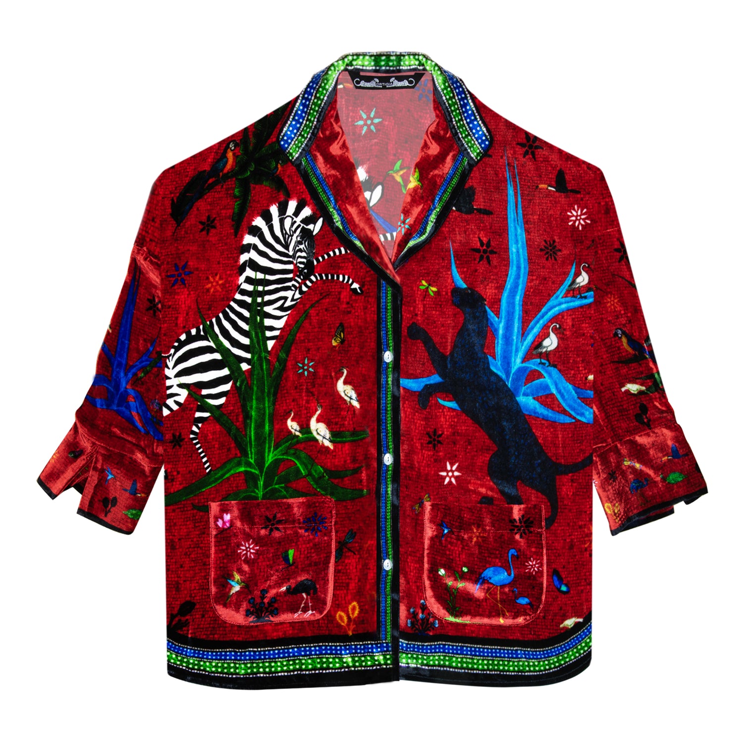 Samt Shirt JUNGLE Red der Marke Ortigia Sicilia