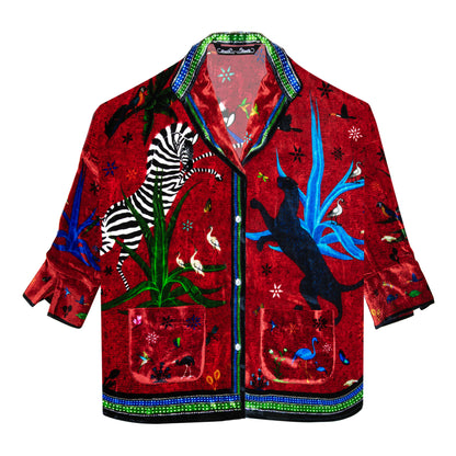 Samt Shirt JUNGLE Red der Marke Ortigia Sicilia