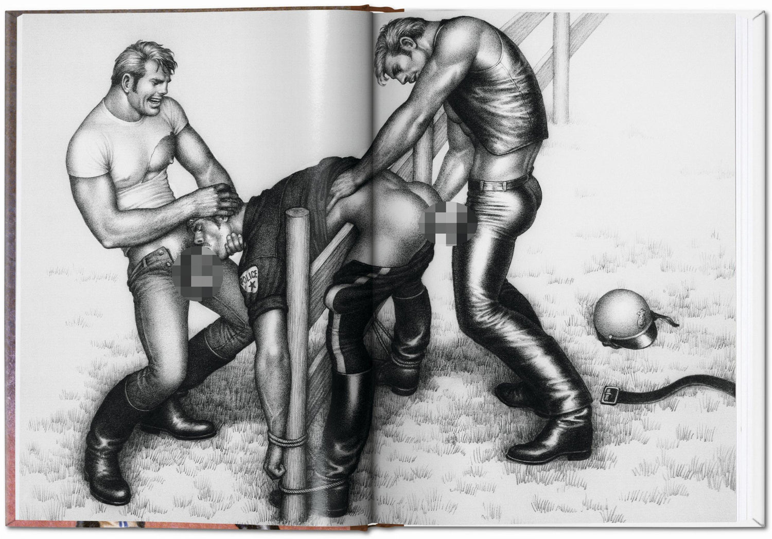 Vintage Polizeimänner Zeichnung im Stil von Tom of Finland