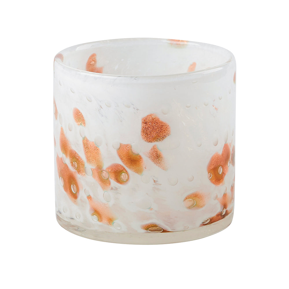 Windlicht LINEN in weiß und glitzer