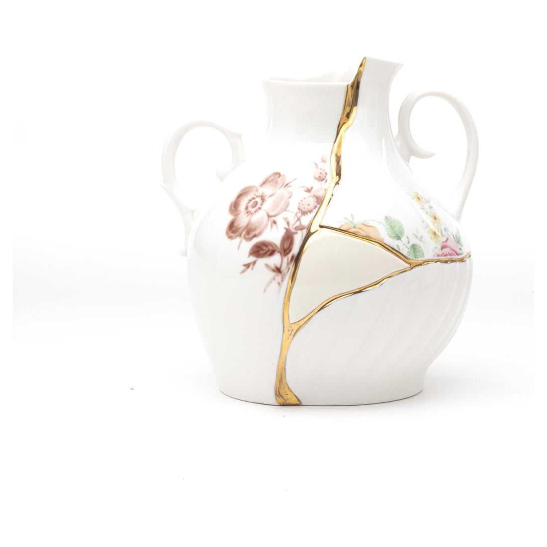 Kintsugi Vase mit Goldapplikationen aus feinem Porzellan