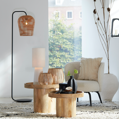 Stehleuchte MARENO mit Rattan Lampenschirm